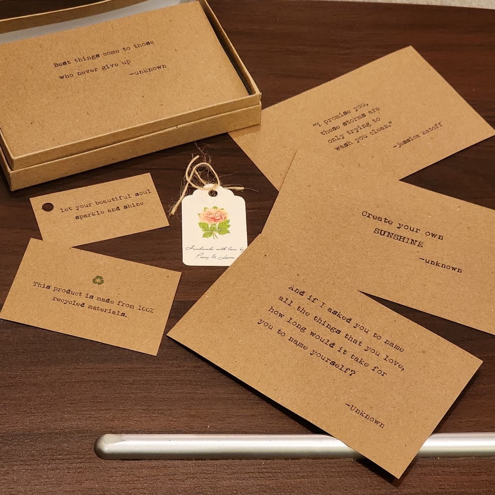 60 Inspirational quote index cards - handmade by Puony and Laou